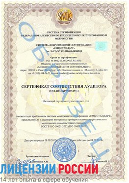 Образец сертификата соответствия аудитора №ST.RU.EXP.00006191-1 Ступино Сертификат ISO 50001
